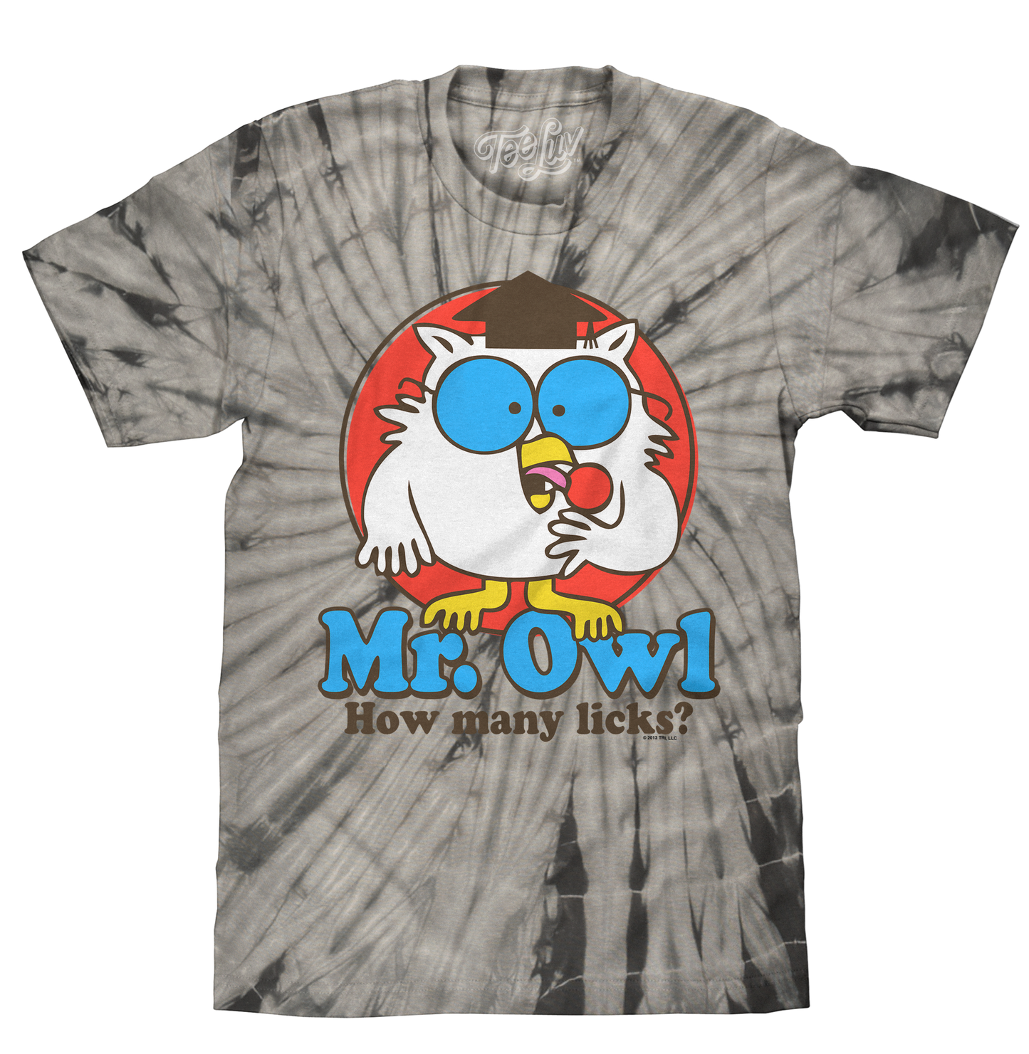 Tootsie Pop Mr. Owl How Many Licks Tie Dye T-Shirt - Black Tie Dye