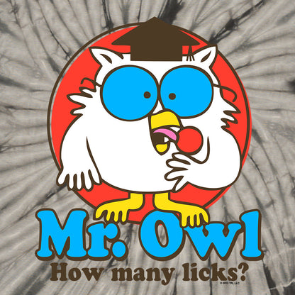 Tootsie Pop Mr. Owl How Many Licks Tie Dye T-Shirt - Black Tie Dye