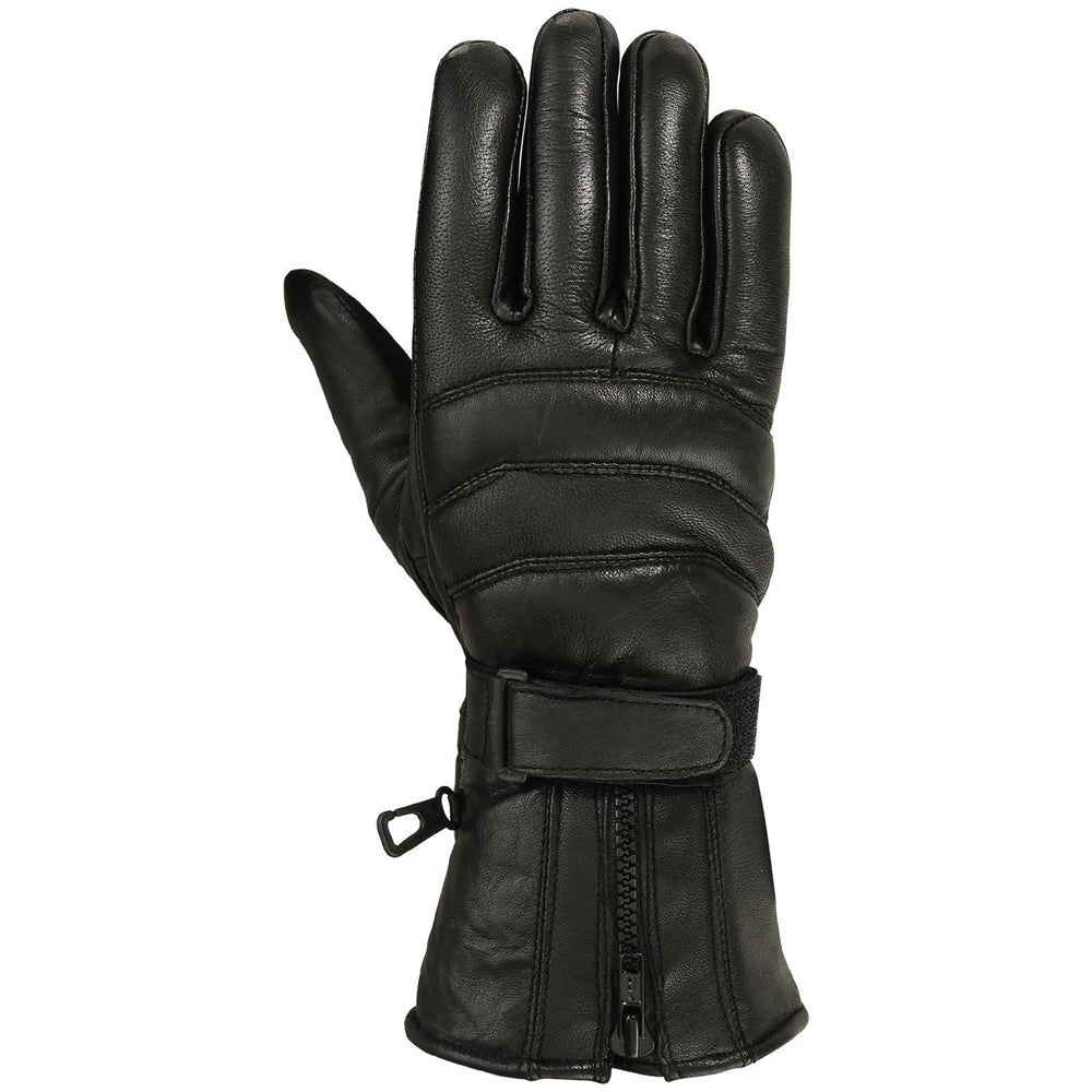 Mens Motorbike Gloves Cold Weather Motorcycle Riding Genuine Leather Black Glove-Black-XL - Triathlete Store