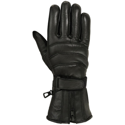 Mens Motorbike Gloves Cold Weather Motorcycle Riding Genuine Leather Black Glove-Black-XL - Triathlete Store