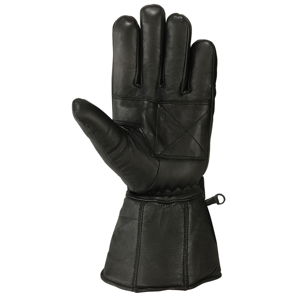 Mens Motorbike Gloves Cold Weather Motorcycle Riding Genuine Leather Black Glove-Black-L