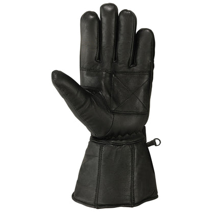 Mens Motorbike Gloves Cold Weather Motorcycle Riding Genuine Leather Black Glove-Black-L