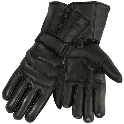 Mens Motorbike Gloves Cold Weather Motorcycle Riding Genuine Leather Black Glove - Triathlete Store