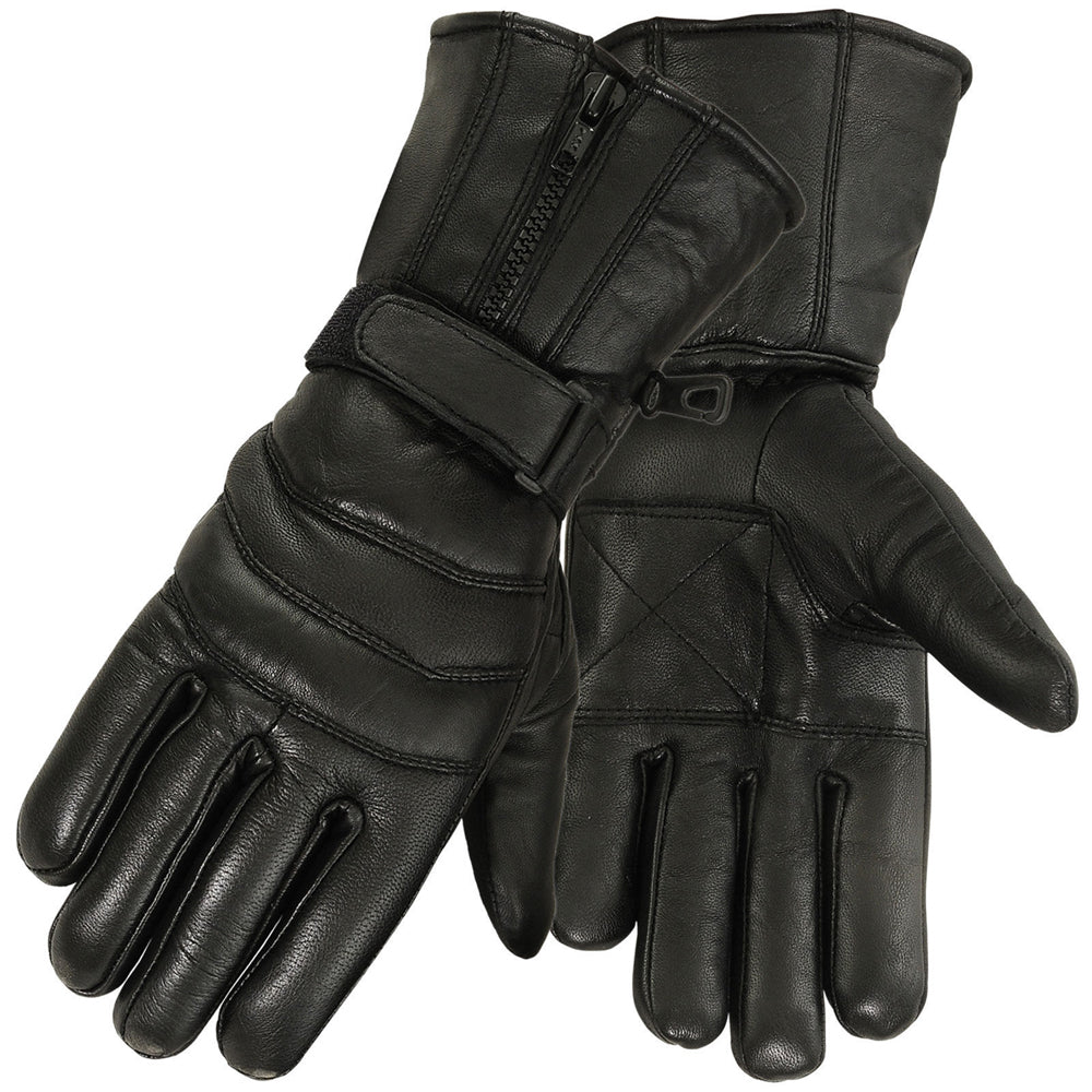 Mens Motorbike Gloves Cold Weather Motorcycle Riding Genuine Leather Black Glove - Triathlete Store