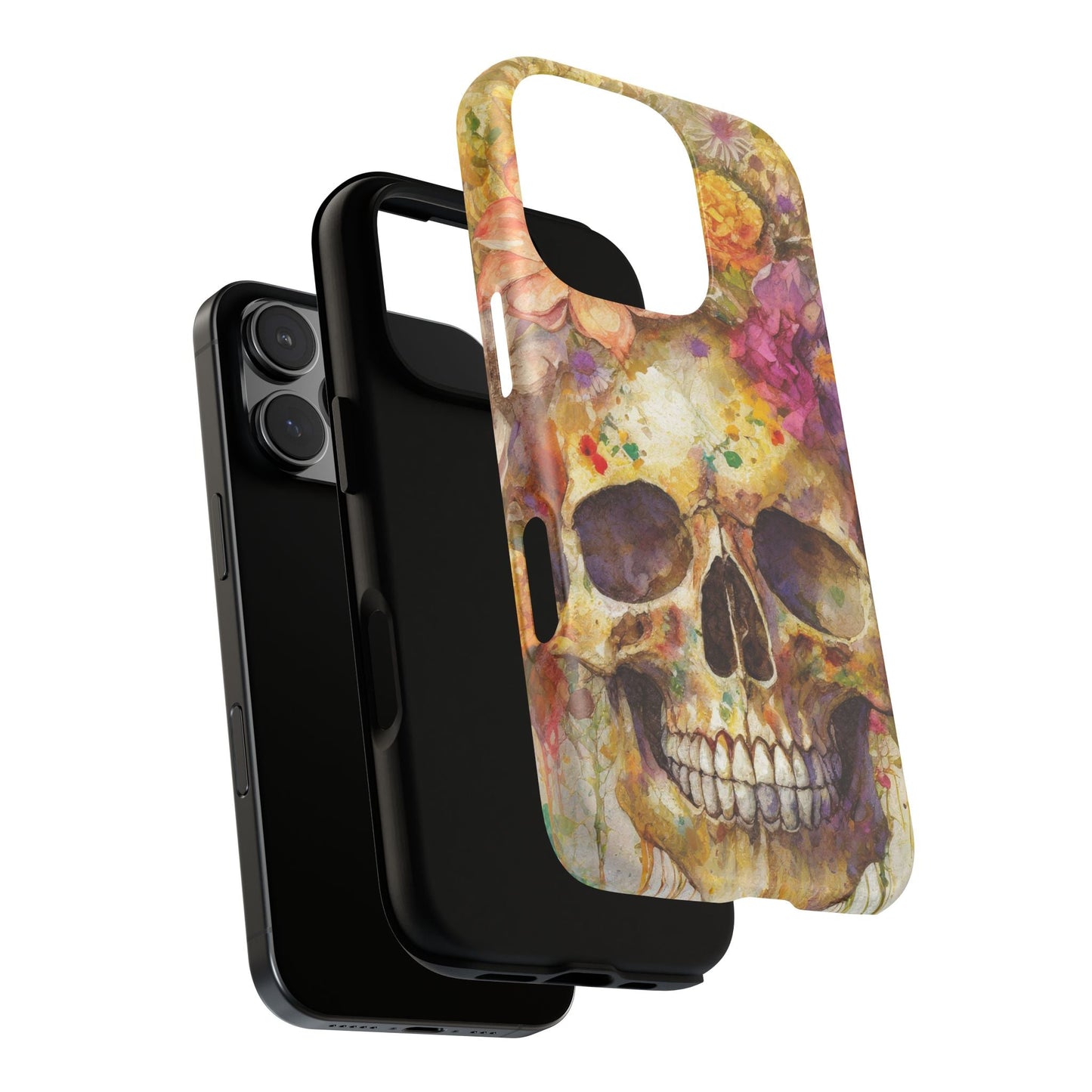 Unique Floral Skull Tough Phone Case