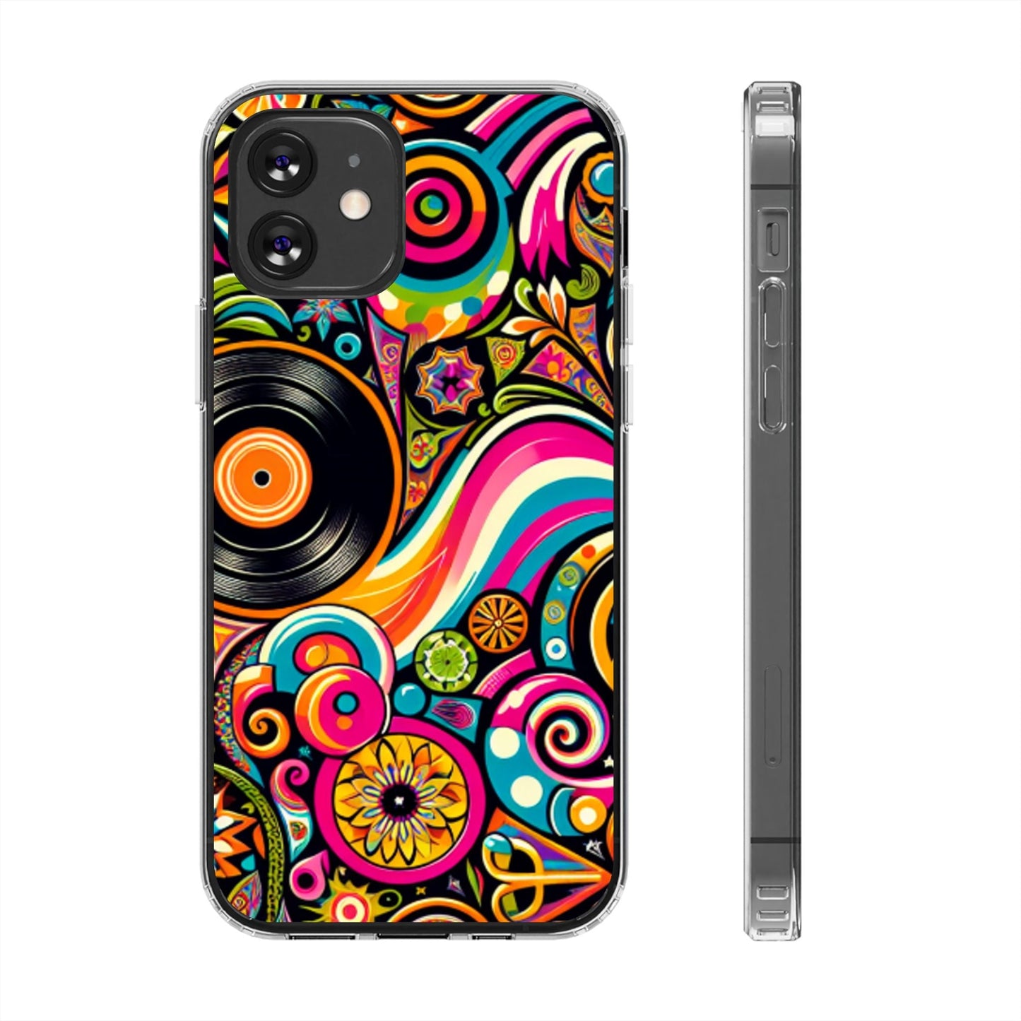 Colorful Vinyl Record Clear Phone Case