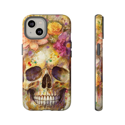 Unique Floral Skull Tough Phone Case