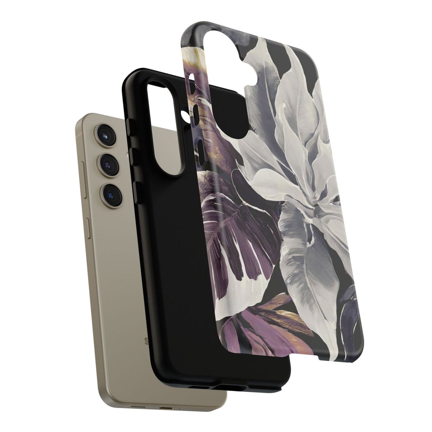 White & Plum Floral Tough Phone Case