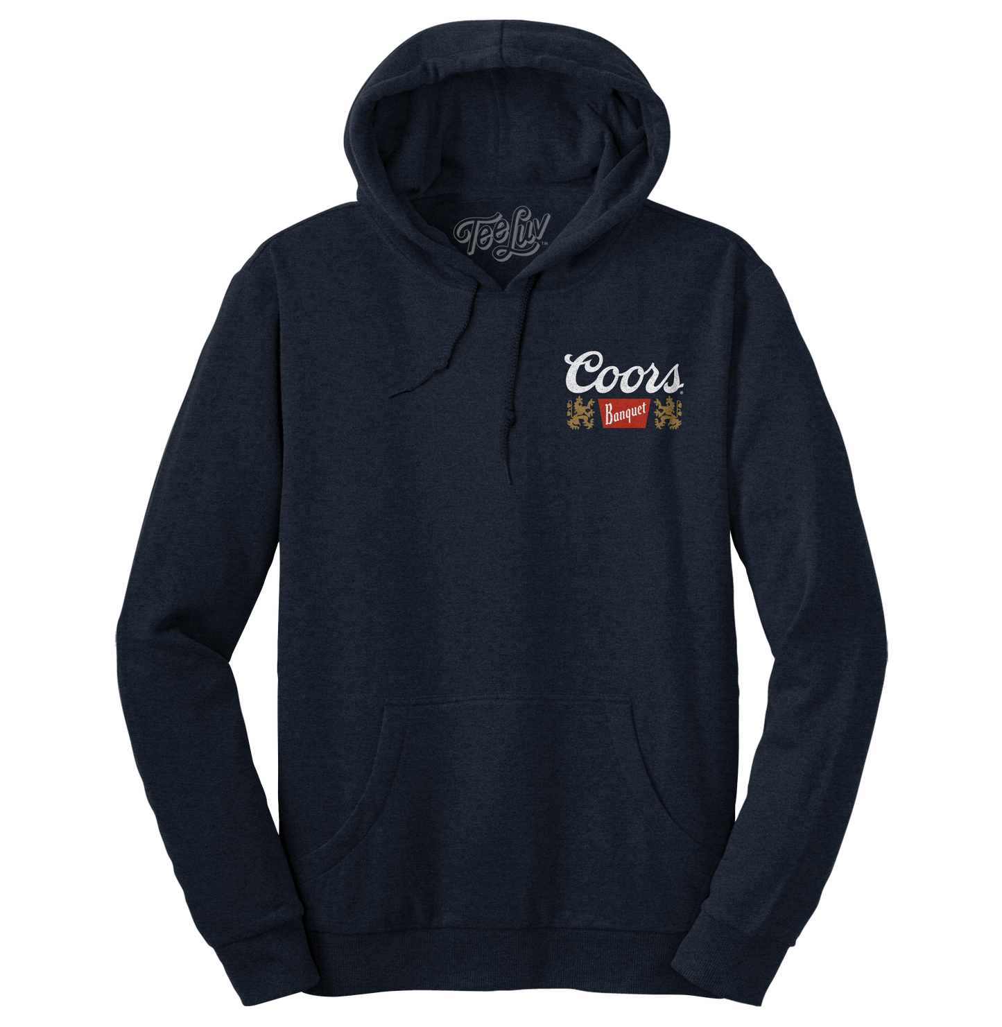 Coors Banquet Beer Double Sided Graphic Hooded Sweatshirt - Navy Blue