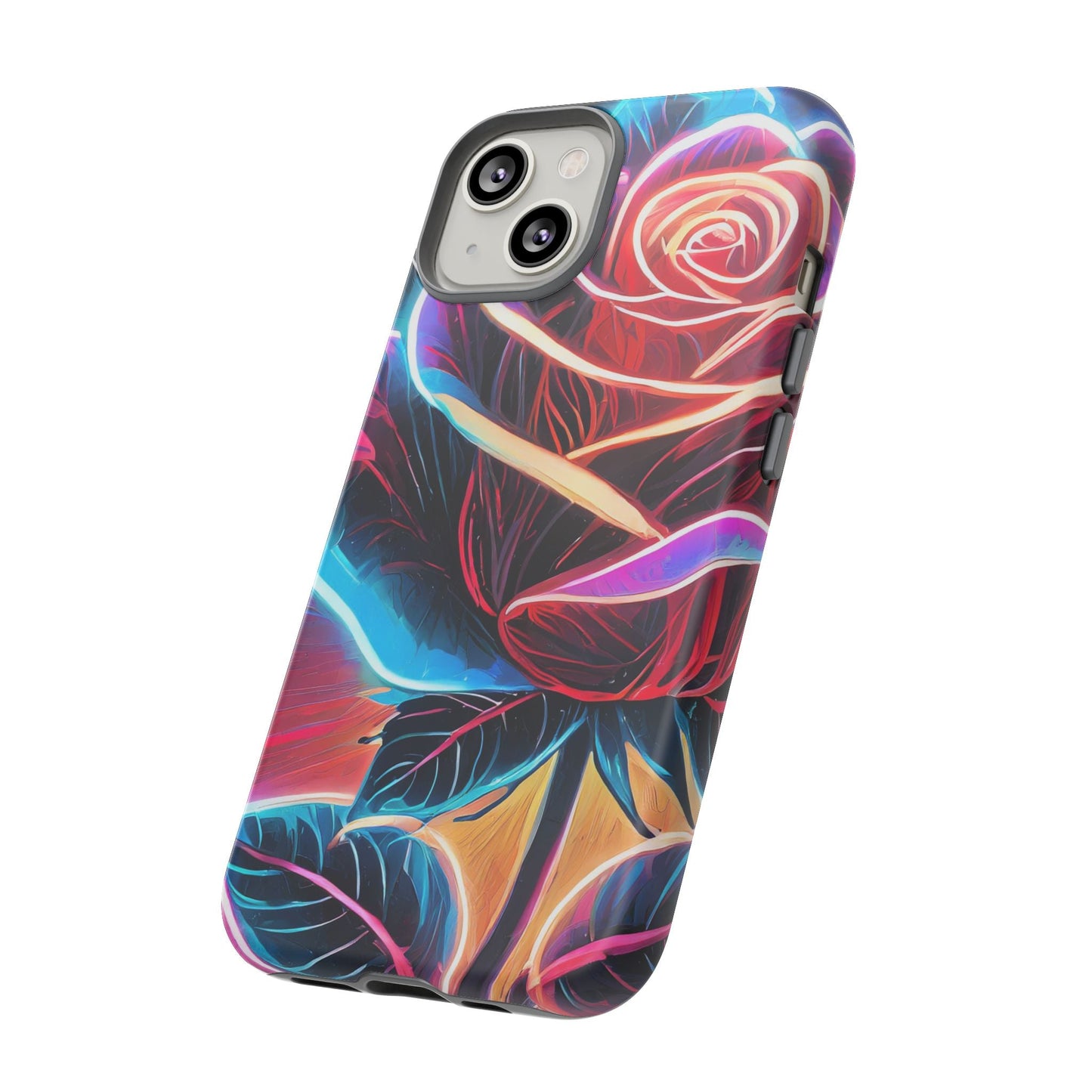 Artistic Neon Rose Tough Phone Case