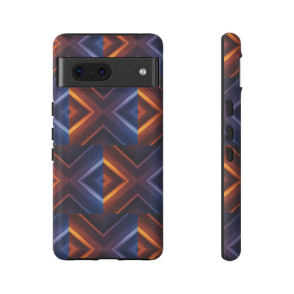 Stylish Tough Phone Case With Blue & Orange Abstract Design
