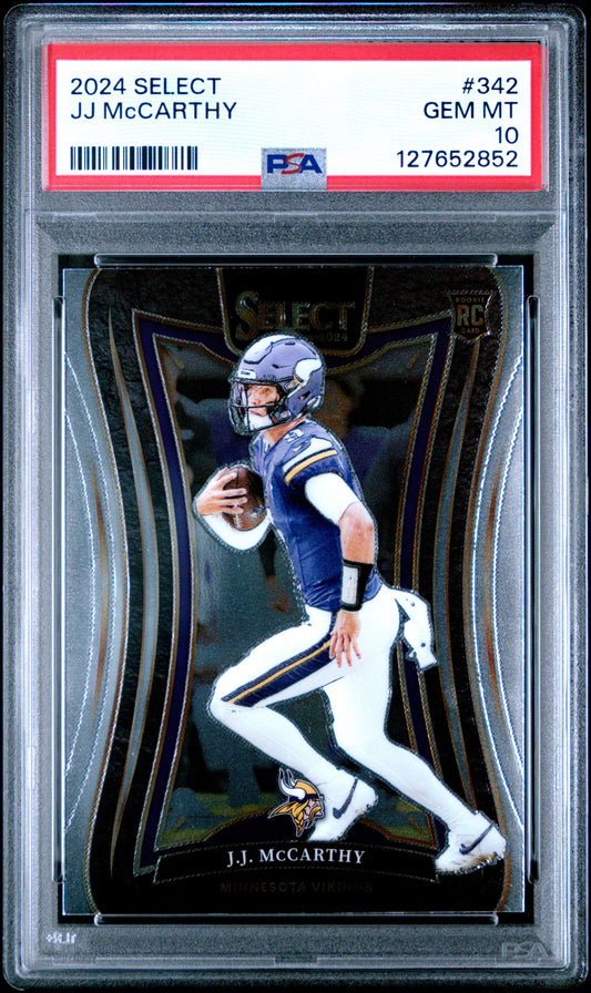 Graded 2024 Panini Select JJ McCarthy #342 Rookie RC Football Card PSA 10 Gem Mint