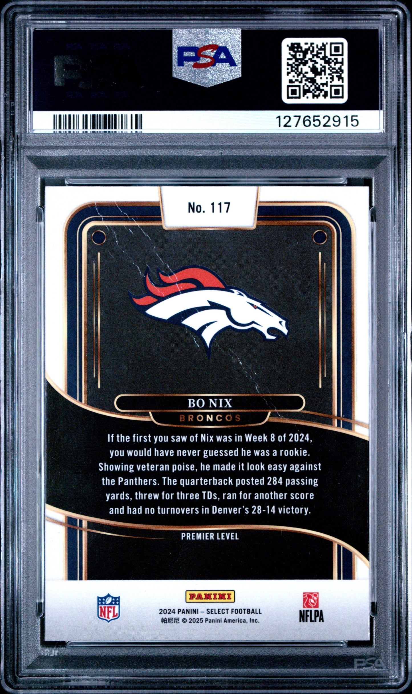 Graded 2024 Panini Select Bo Nix #117 Rookie RC Football Card PSA 2 Good