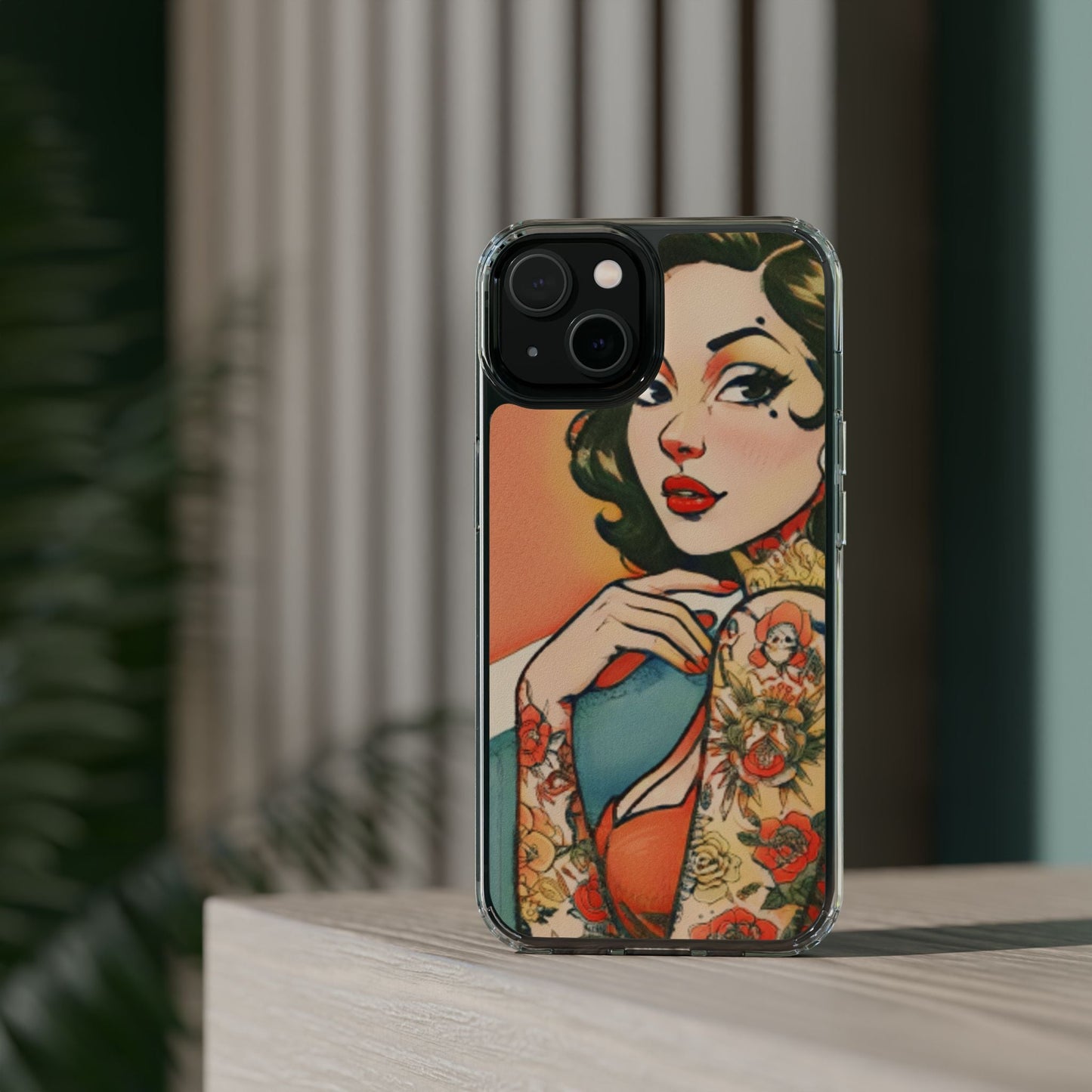 Retro Pin Up Clear Phone Case