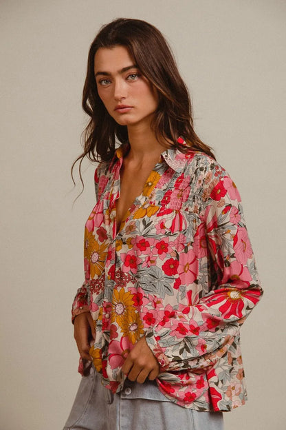 BiBi Woven Floral Printed Shirt Top