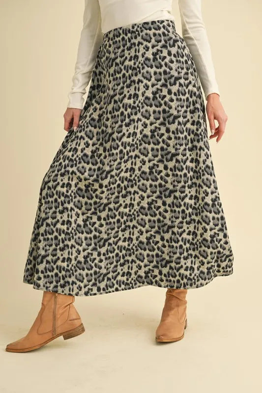 Aemi+Co Leopard Midi Skirt – Chic Animal Print Midi