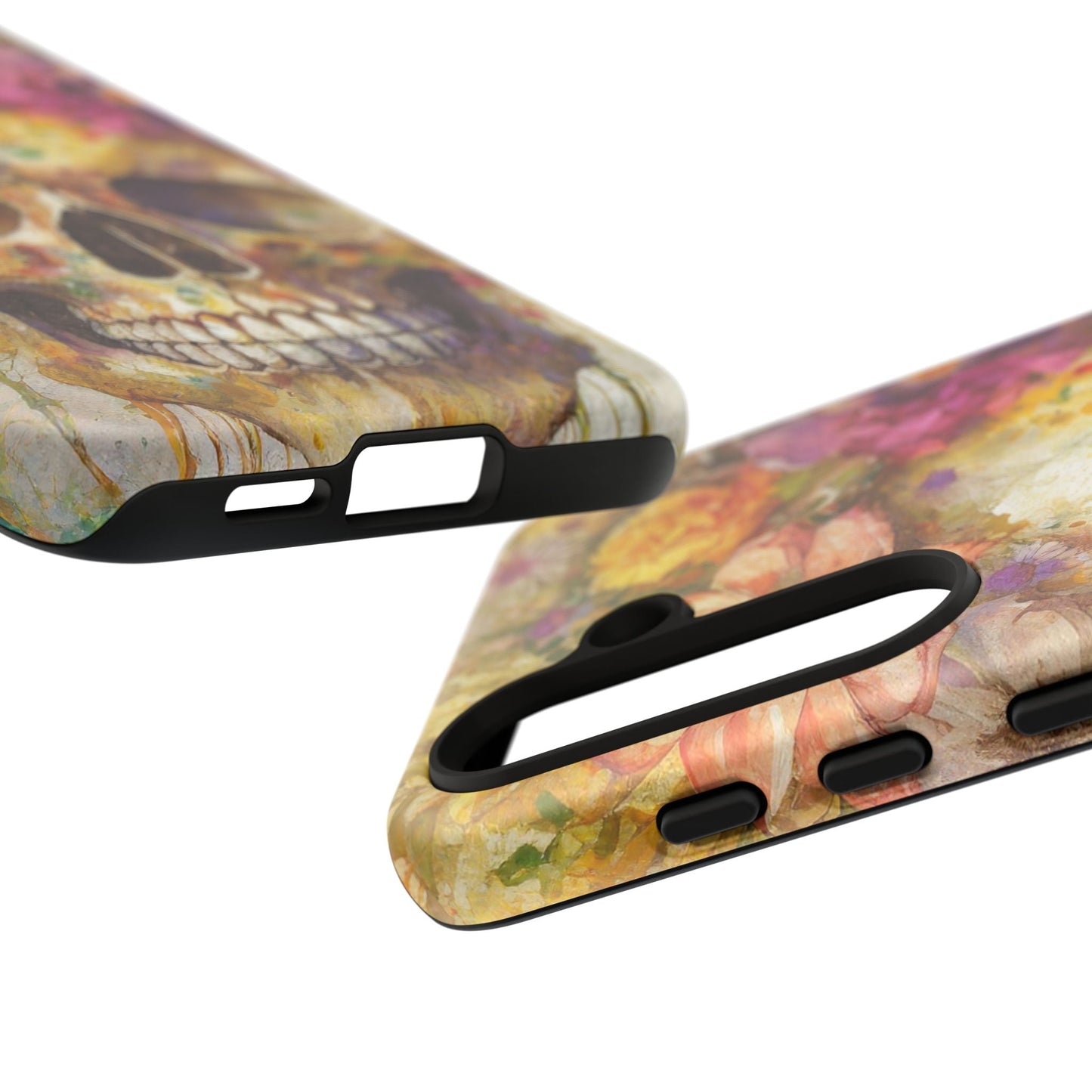 Unique Floral Skull Tough Phone Case