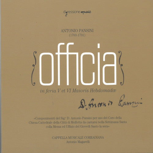 Pansini / Cappella Musicale Corradiana - Officia / in Feria V Et Vi Maioris Hebdomadae [CD]