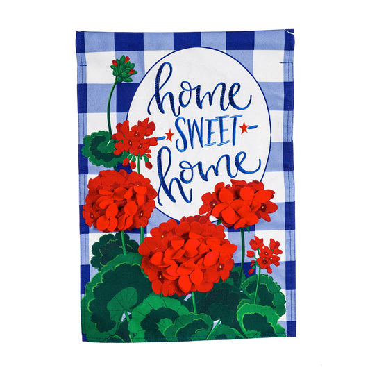Plaid Patriotic Geraniums House Linen Flag