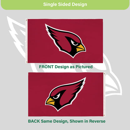 3'x5' Single Sided Flag w/ 2 Grommets, Arizona Cardinals