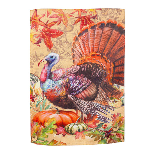 Thanksgiving Turkey Suede Garden Flag