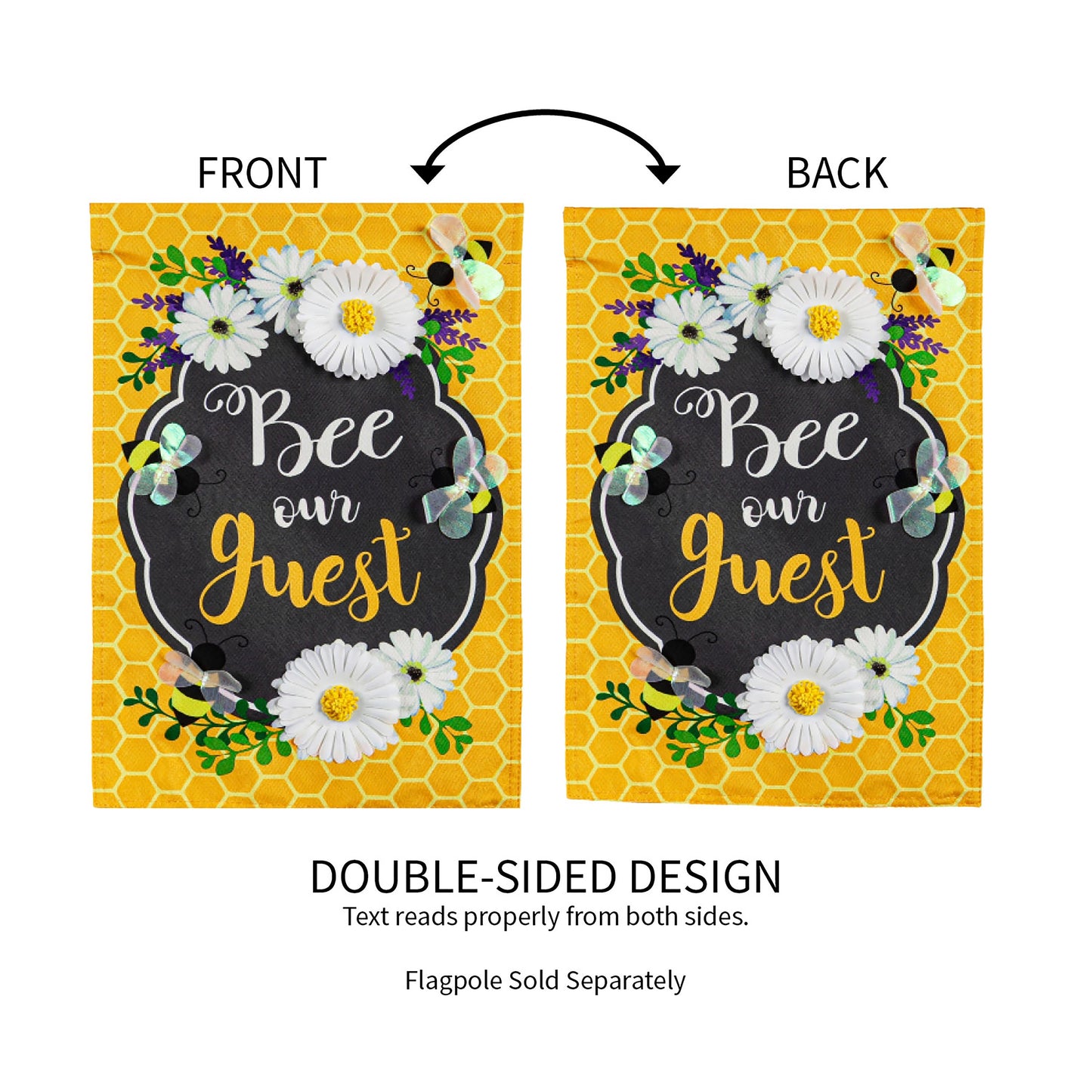Bee Our Guest Frame Garden Linen Flag