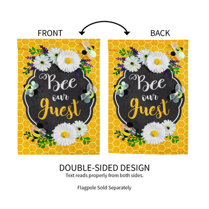 Bee Our Guest Frame Garden Linen Flag