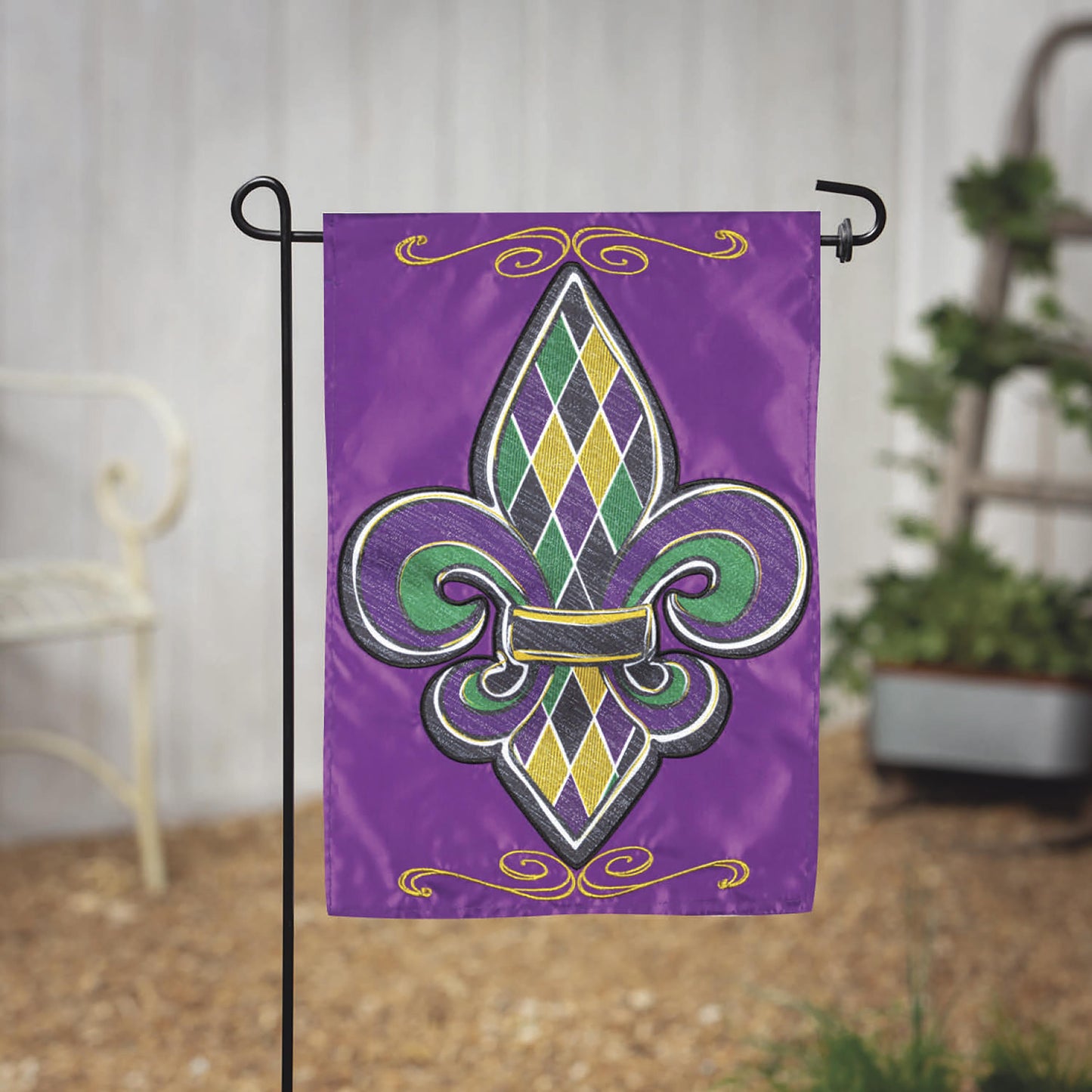 Fleur de Lis Applique Garden Flag