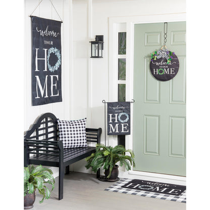 Eucalyptus Welcome House Burlap Flag