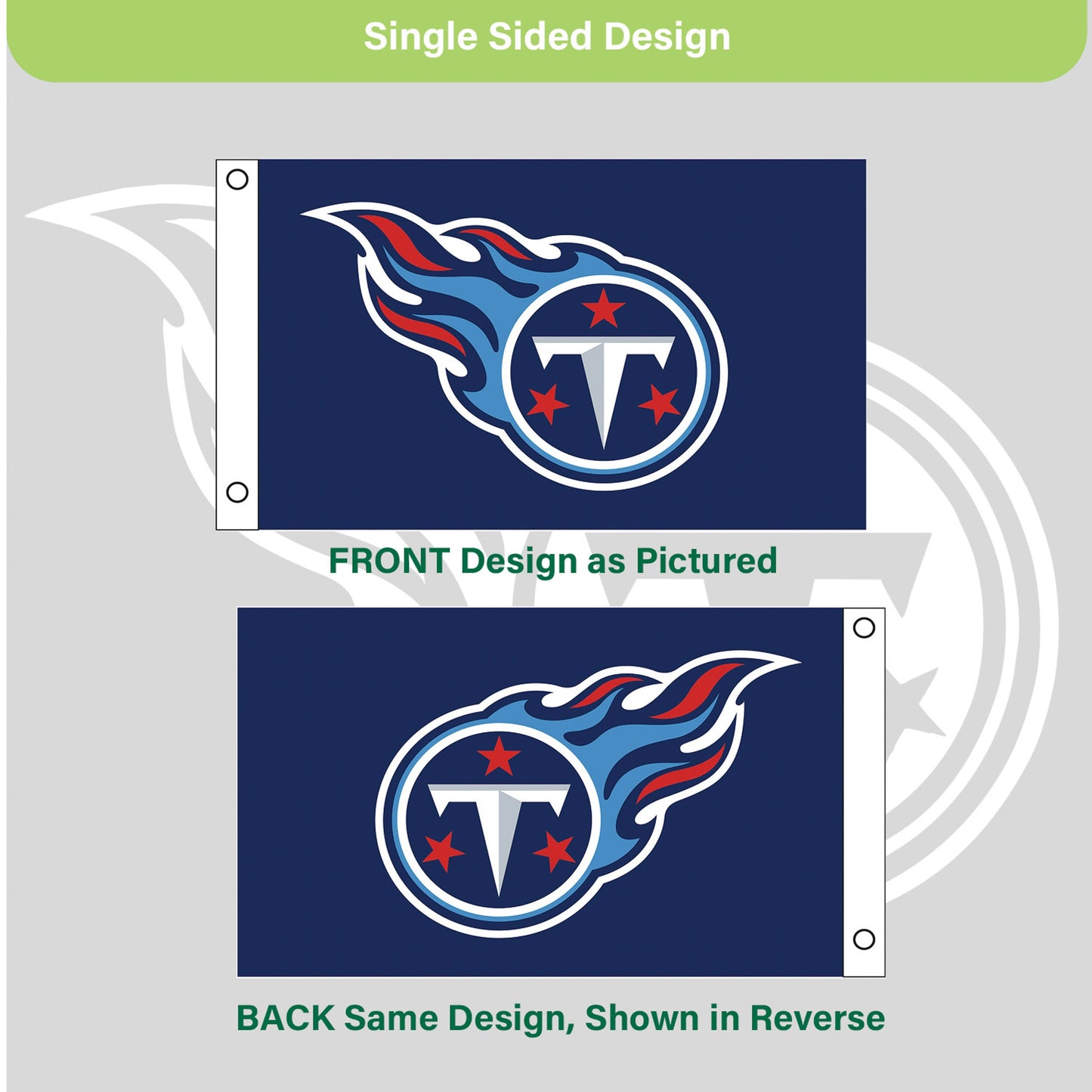 Tennessee Titans Single Sided Flag w/ 2 Grommets, 3'x5'