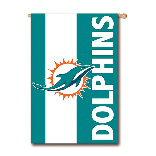Double-Sided Embellished NFL Team Pride Applique House Flag, Miami Dolphins