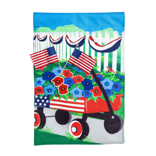 Stars and Stripes Wagon Garden Burlap Flag