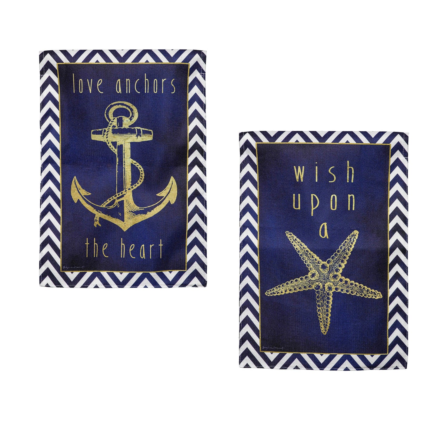 Anchor & Gold Reversible Burlap House Flag