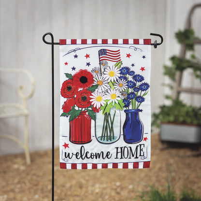 Patriotic Floral Applique Garden Flag