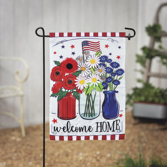 Patriotic Floral Applique Garden Flag