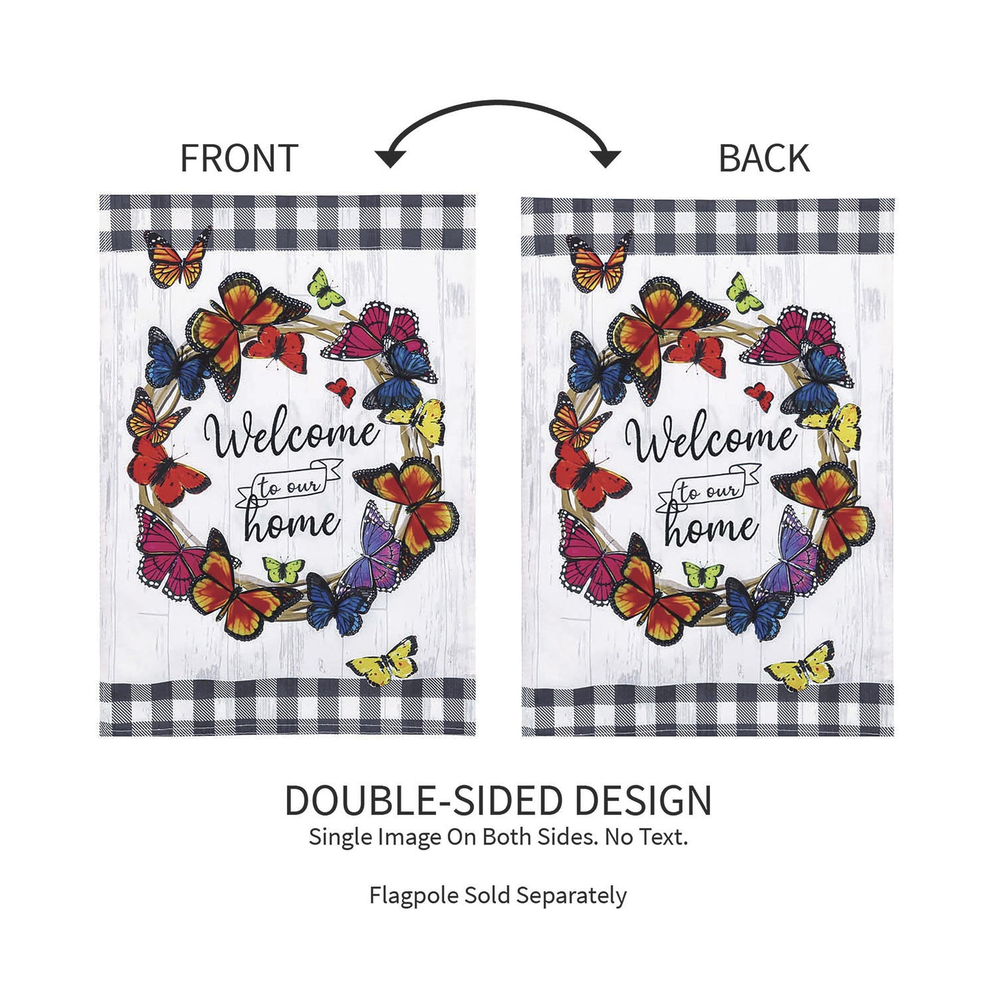 Butterfly Welcome Wreath Garden Linen Flag