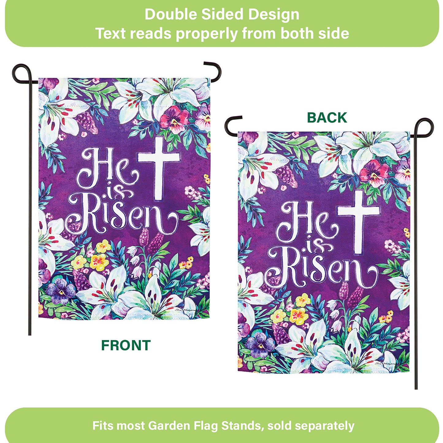 Spring Flowers Easter Cross Garden Suede Flag