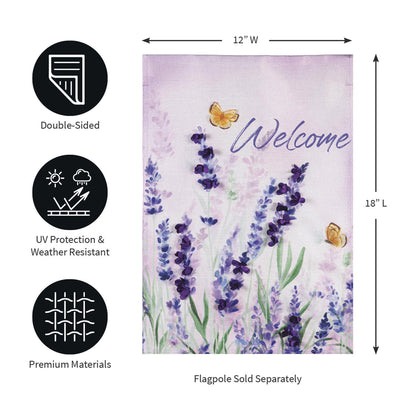 Hello Spring Lavender Burlap Garden Flag