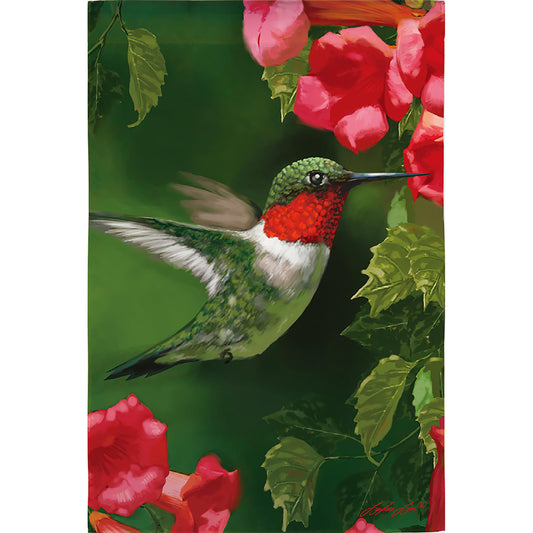 Hummingbird Closeup Suede House Flag