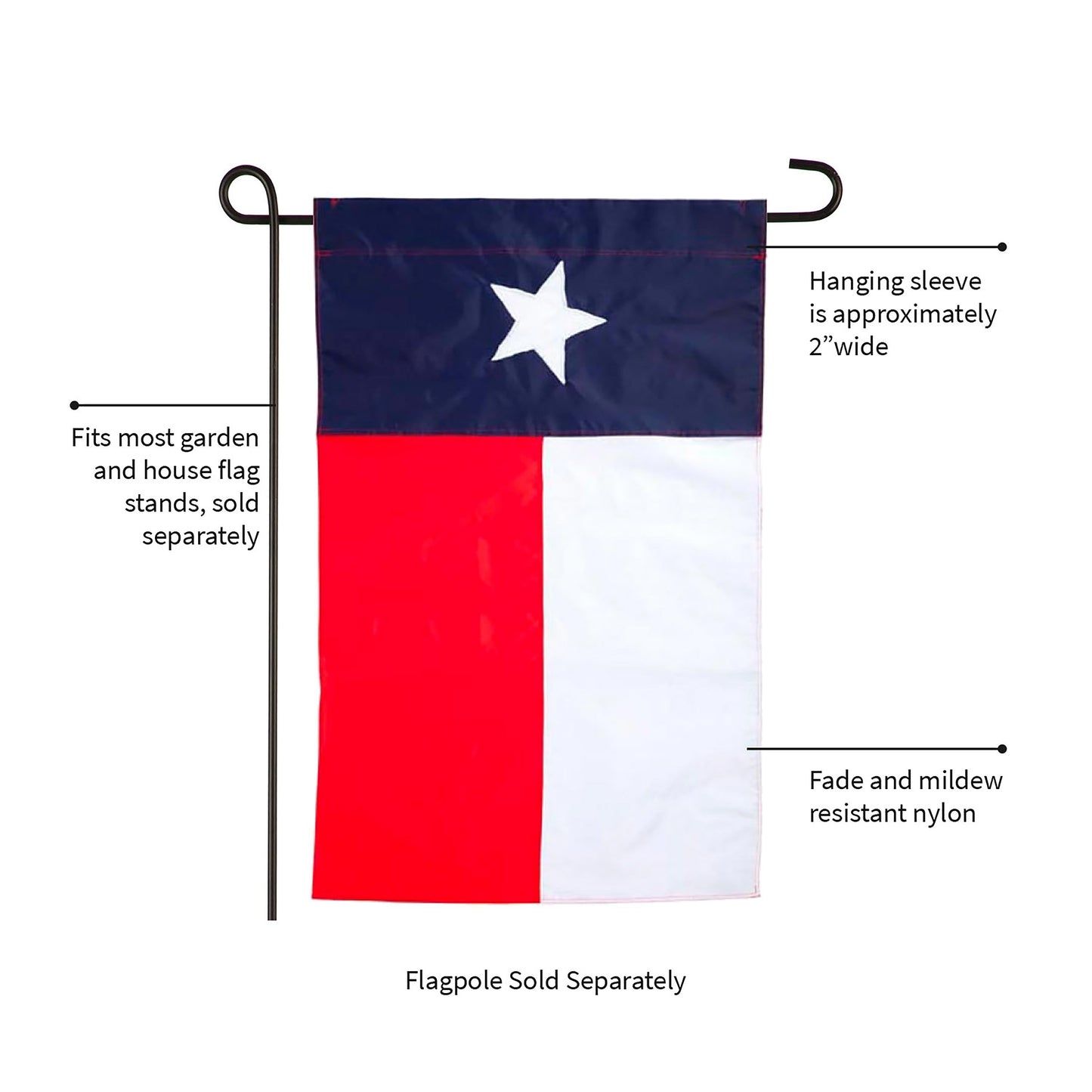 Texas State Flag Garden Applique Flag