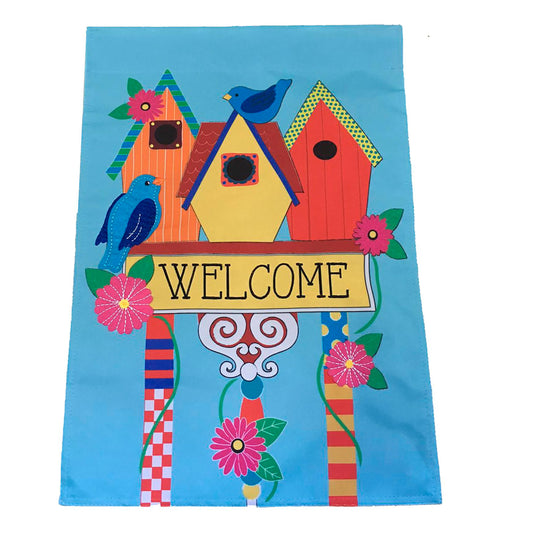 Birdhouse Welcome Garden Flag