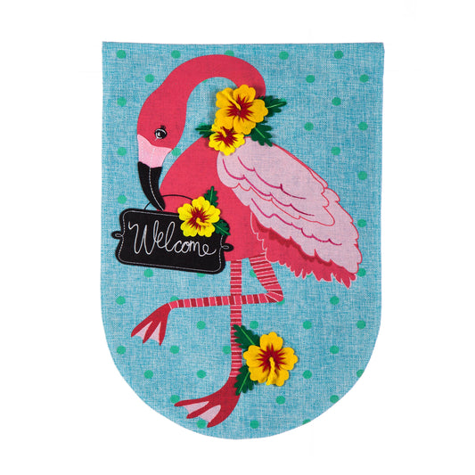 Flamingo Garden Burlap Flag