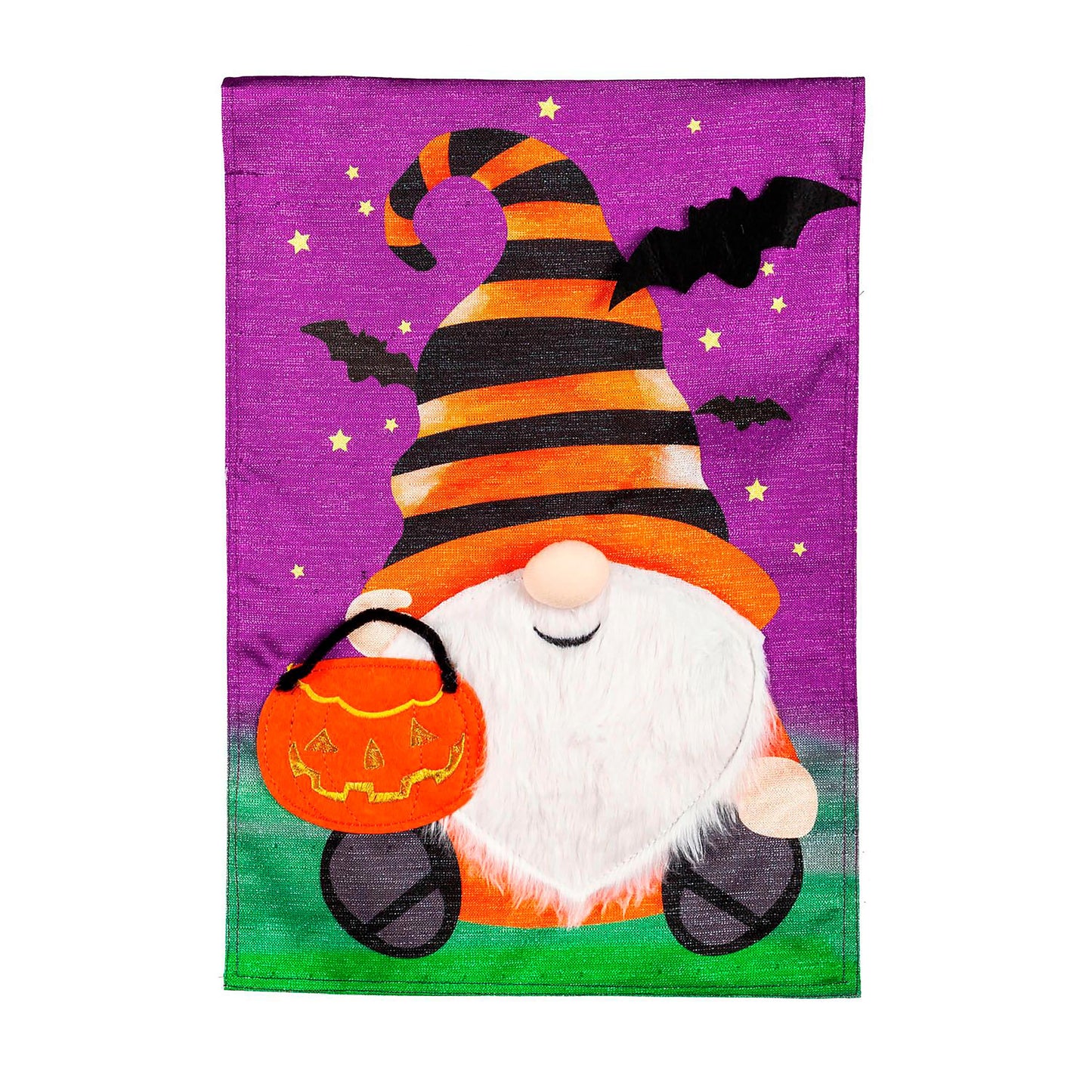 Halloween Gnome House Shimmer Linen Flag