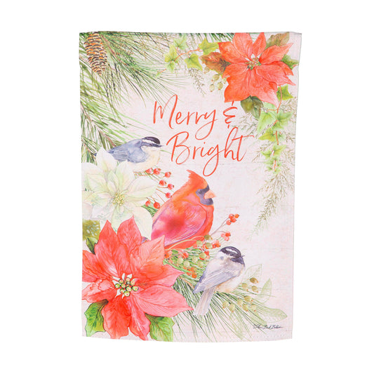 Merry and Bright Cardinal Suede House Flag