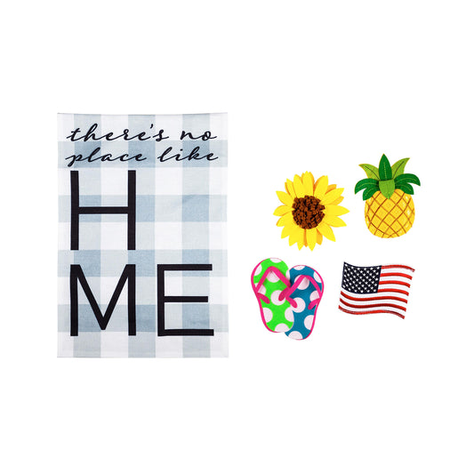 No Place Like Home Interchangeable Icon Garden Burlap Flag
