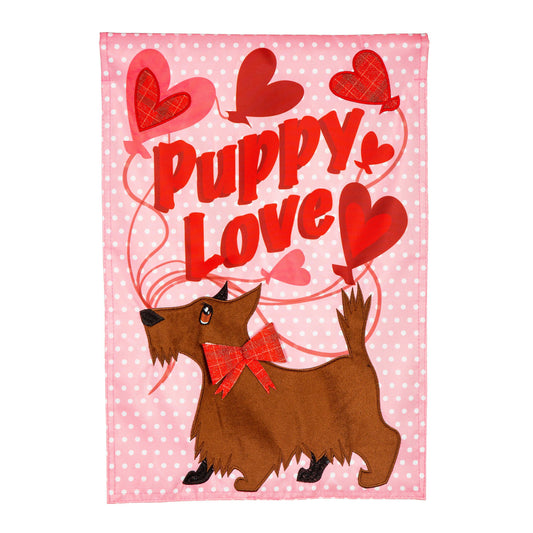 Puppy Love Applique House Flag