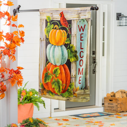 Pumpkin Stack House Textured Suede Flag