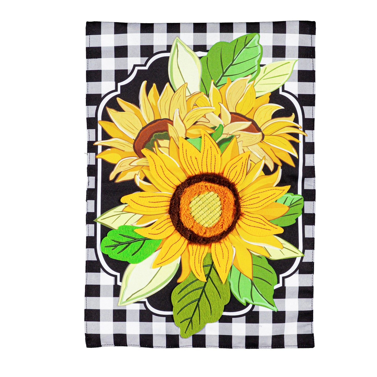 Sunflowers and Checks Garden Linen Flag