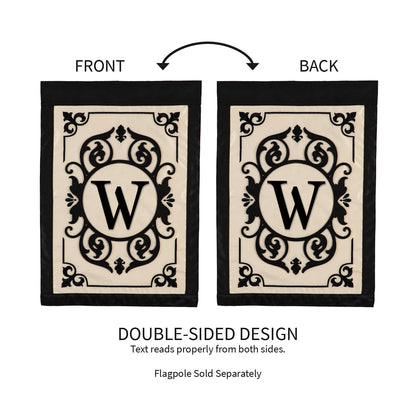 Cambridge Monogram Garden Applique Flag, Letter W