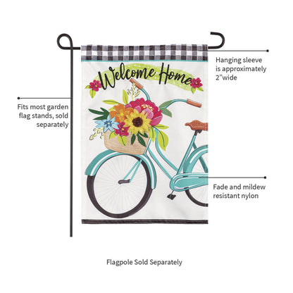 Welcome Home Bicycle Applique Garden Flag